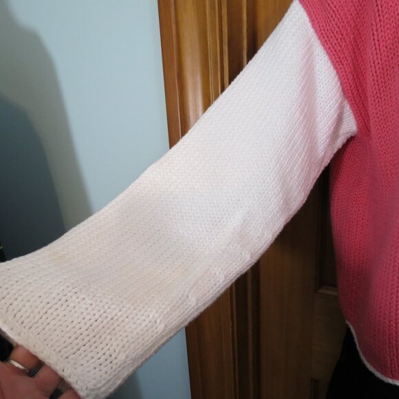 Pure Handknit Cardigan Sweater Pink/Orange/White Long Sleeve Size Large Petite - Picture 5 of 9
